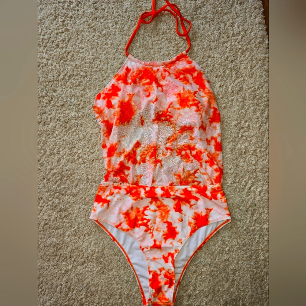 Tie Dye Halter Neck Tankini Bathing Suit Shein 0XL